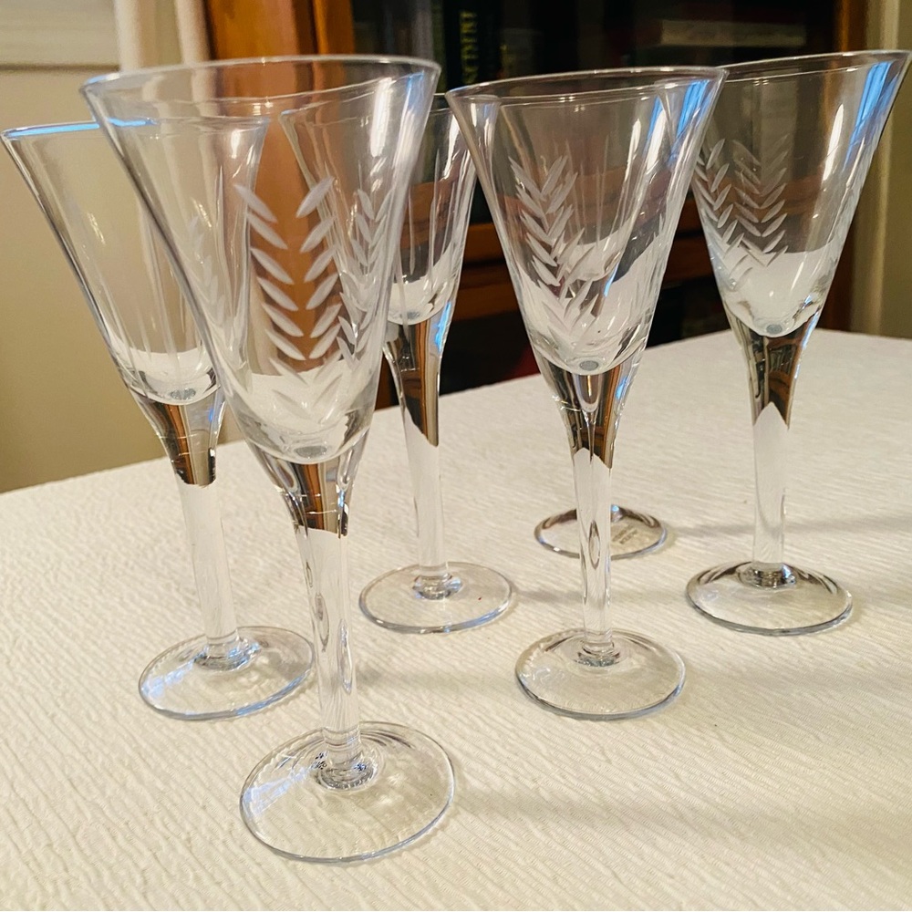Vintage 1990’s Champagne Toasting Flutes, Set of 6, w/ 2 Designs